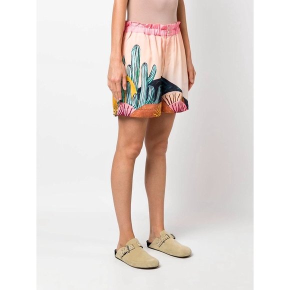 Scotch & Soda Pants - SCOTCH & SODA Cactus Desert Print Paperbag Elastic Waist Shorts Saguaro Medium